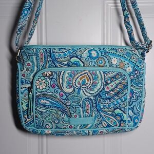 Vera Bradley Little Hipster Crossbody Bag Light Blue Paisley Blue Dot RFID